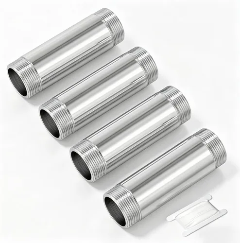 Miniatura 39 de TAISHER 2 accesorios de tubería de acero inoxidable, 1/2 "NPT x 1/2" NPT macho roscado, tubo fundido de pezón de 6 pulgadas de longitud