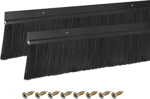 Miniatura 22 de uxcell 2 piezas cepillo de puerta barrido inferior forma H base de aleación de aluminio con cepillo de nailon de 0.4 pulgadas para hogar, industrial