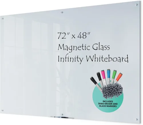 Miniatura 11 de U Brands Pizarra blanca magnética de vidrio, 24 x 36 pulgadas, superficie blanca esmerilada, sin marco, solo para uso con imanes de alta energía