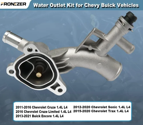 Miniatura 4 de Carcasa de termostato de refrigerante de motor de aluminio con salida de agua compatible con Chevy Cruze 2011-2016, Chey Sonic 2012-2020, Chevy Trax