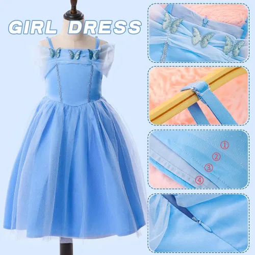 Miniatura 4 de Mikyra Disfraz de princesa Cenicienta a juego para niñas y muñecas, vestido de princesa Cenicienta para niña con vestido de muñeca de 18 pulgadas a