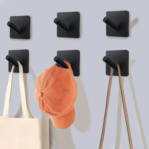 Miniatura 10 de Ganchos adhesivos para toallas EDMILE para baños, 8 piezas de ganchos para toallas para colgar sombreros, batas, abrigos, ganchos adhesivos