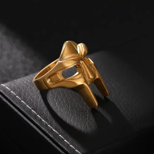 Miniatura 6 de Yumikoo Doom - Anillo de máscara dorado - Anillos de acero inoxidable de titanio para hombre