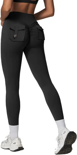 Leggings con levantamiento de glúteos para mujer, sin costuras, de cintura alta, pantalones de yoga, leggings fruncidos
