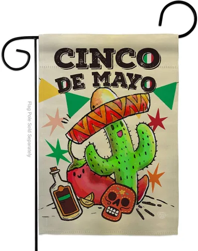 Miniatura 12 de Bandera de arpillera para jardín del Cinco de Mayo, fiesta de verano, cactus y piñata, sombrero para fiesta mexicana, pequeño regalo decorativo