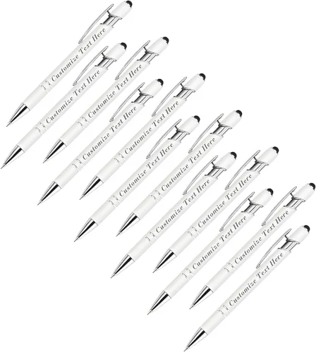 Miniatura 44 de Bolígrafos personalizados a granel con punta de lápiz capacitivo, 12 bolígrafos personalizados con logotipo de mensaje con nombre, bolígrafos