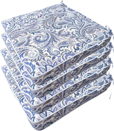 Miniatura 13 de Cojines para sillas de exterior de 19 x 19 pulgadas, impermeables, para muebles de patio, jardín, sofá con cremallera y correas ajustables, juego