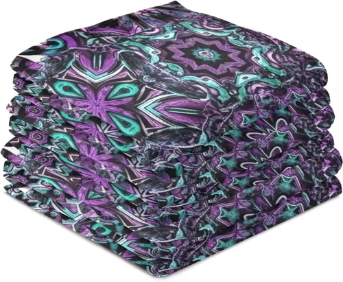Miniatura 4 de GAIREG Juego de 4 toallas de cocina retro con mandala morada, 28 x 18 pulgadas, a granel, color morado