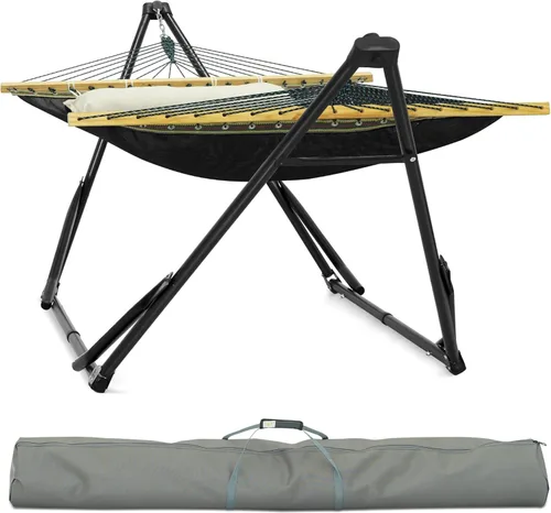 Miniatura 19 de Tranquillo Unity - Soporte de hamaca ajustable, plegable, para camping, con soporte, capacidad de 800 lbs, soporte de hamaca doble de acero para 2
