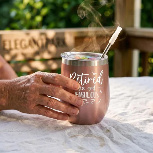 Miniatura 6 de ELEGANTPARK Regalos de jubilación para mujeres, vaso de vino 2025 para jubilados, libre y fabuloso, divertido regalo de cumpleaños para amigos