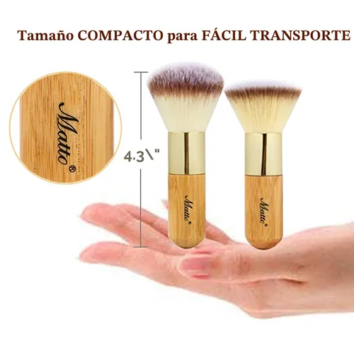 Miniatura 5 de Matto Bamboo Set de pinceles de maquillaje Kabuki, 2 Piezas, pincel de maquillaje para base y polvo para BB Cream mineral