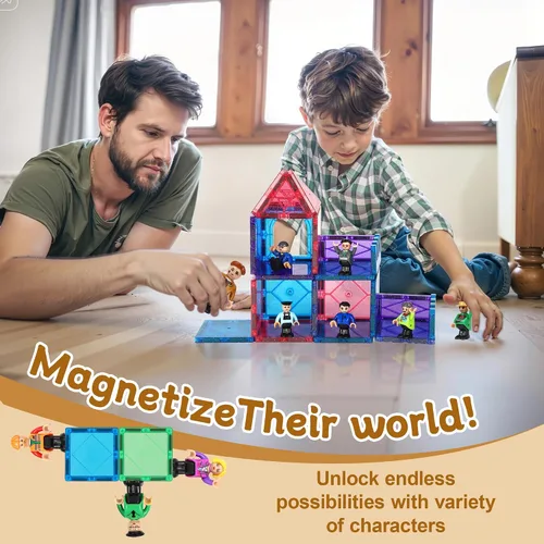 Miniatura 6 de 15 piezas de figuras magnéticas de personas para niños, personas magnéticas perfectas para bloques de construcción de azulejos magnéticos, juguetes