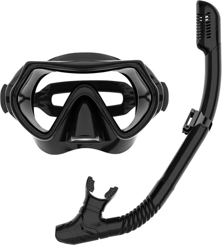 Equipo de esnórquel para adultos, juego de máscara de esnórquel JRing con vidrio templado de 180 grados, gafas antivaho para buceo, esnórquel con