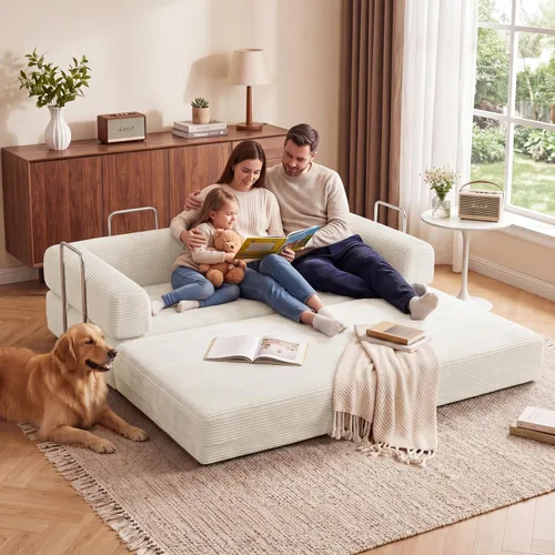 Miniatura 25 de Sofá cama convertible de 59.0 pulgadas, sofá cama futón 4 en 1, sofá cama extraíble, sofá cama sin hueso para sala de estar, sofás de pana sin hueso