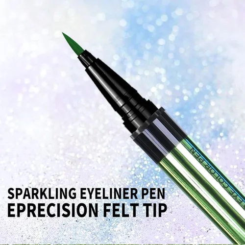 Miniatura 2 de Music Flower Delineador de ojos, delineador líquido impermeable con punta de precisión, delineadores de ojos metálicos de color brillante, Verde