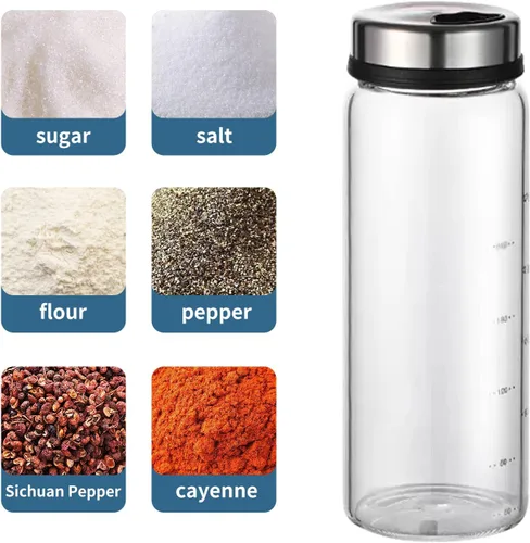 Miniatura 8 de Tarro de condimento con juegos de coctelera de acero inoxidable 304, salero y pimentero con agujeros ajustables para sales del Himalaya, Kosher