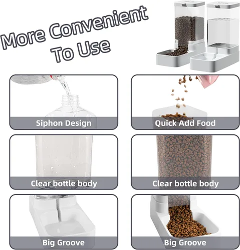 Miniatura 2 de NKECOBJI - Juego de comedero y dispensador de agua para mascotas por gravedad, comedero automático para perros y dispensador de agua para perros