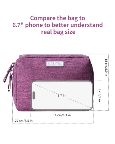 Miniatura 6 de Narwey Bolsa grande de maquillaje de viaje, bolsa organizadora de cosméticos, bolsa de aseo personal, bolsa de maquillaje, bolsa con cremallera
