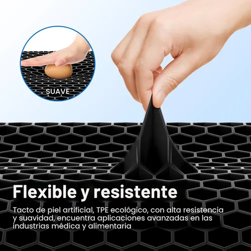 Miniatura 4 de Cojín de asiento de gel, con diseño de panal transpirable y grueso que absorbe los puntos de presión, cojín de asiento con funda antideslizante