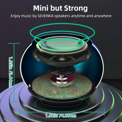 Miniatura 2 de SEVENKA 2 mini altavoces Bluetooth, altavoz inalámbrico portátil pequeño de 3 W con cordón, resistente al agua, emparejamiento estéreo inalámbrico