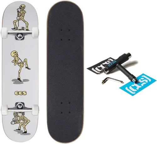 Miniatura 11 de [CCS] Patineta completa Madera de arce Grado profesional Totalmente montado con herramienta de patinaje y calcomanías Adultos, niños