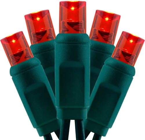 Miniatura 10 de Luces de Navidad de gran angular de una pieza rojas y verdes, 140 unidades, 48 pies, 2 juegos de 70 LED de 24 pies de alto, impermeables, 0.197 in