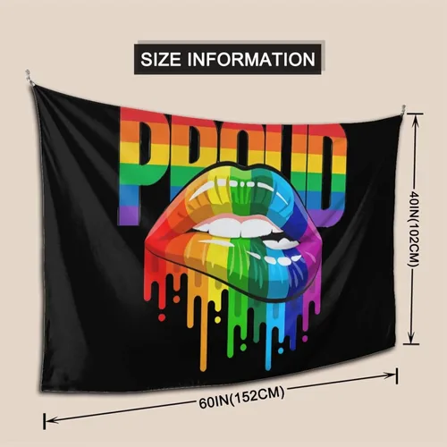 Miniatura 4 de COWDIY Tapiz decorativo de pared, diseño de labios del orgullo LGBT, tapiz de arte hippie negro, tapiz misterioso para colgar en la pared