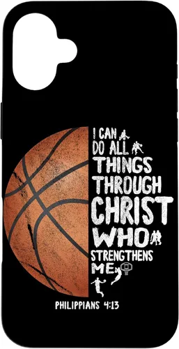 Miniatura 23 de Funda de baloncesto para iPhone 17 con texto en inglés "I can do All Things Through Christ Philippians