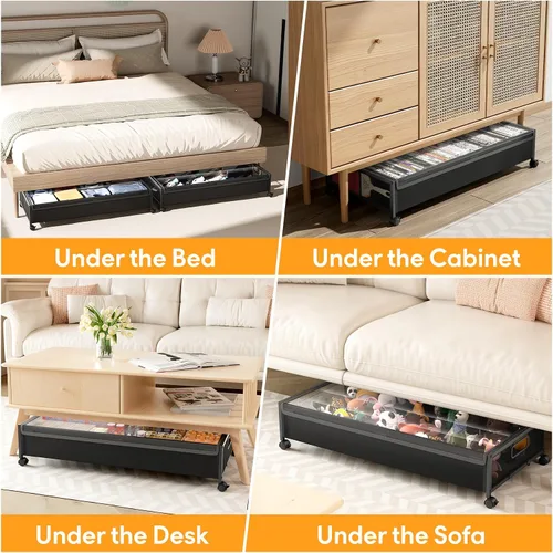 Miniatura 8 de Almacenamiento Debajo de la Cama con Ruedas, 1 Paquete Contenedores de Almacenamiento Debajo de la Cama, Almacenamiento de Zapatos Debajo de la Cama