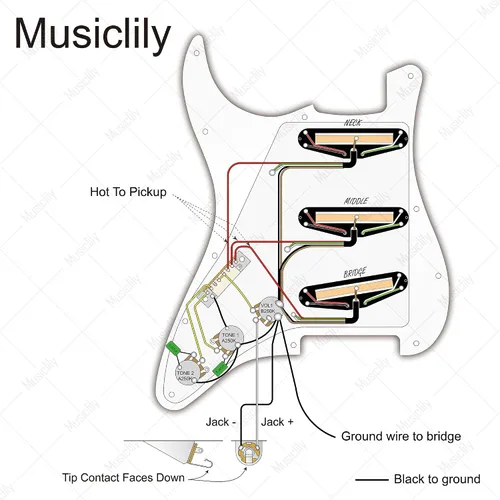 Miniatura 3 de Musiclily Golpeador ST-SSS básico precableado con mini riel de cerámica Humbucker para guitarra eléctrica Strat Style, 3 capas blanco envejecido