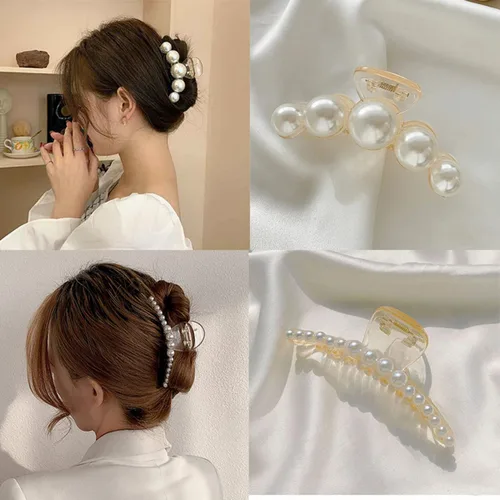 Miniatura 8 de Mehayi 4 pinzas grandes de perlas para el cabello para mujeres y niñas, pinzas de pasador para cabello grueso y delgado, accesorios de moda