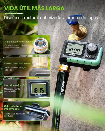 Miniatura 7 de Temporizador de aspersor RAINPOINT con pivote de latón, temporizador de agua programable para manguera de jardín con retardo por lluvia/riego