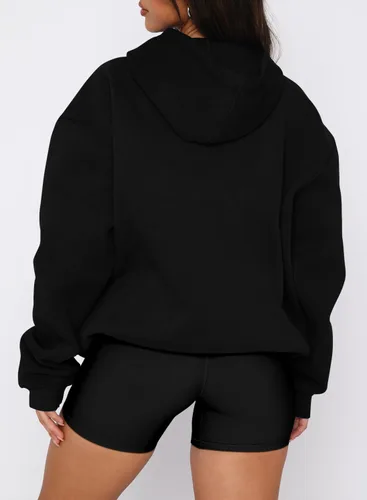 Miniatura 48 de onlypuff Sudadera casual con capucha para mujer, de manga larga, con bolsillo de canguro, hombro caído