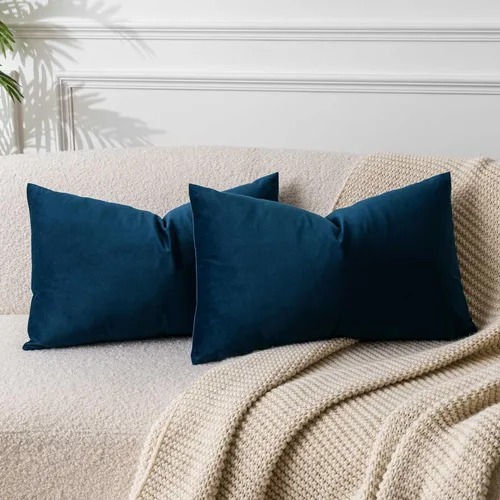 Miniatura 55 de Juspurbet - Juego de 2 fundas decorativas de terciopelo para cojines, fundas suaves para sofá, cama o sillón con cremallera oculta, para sala