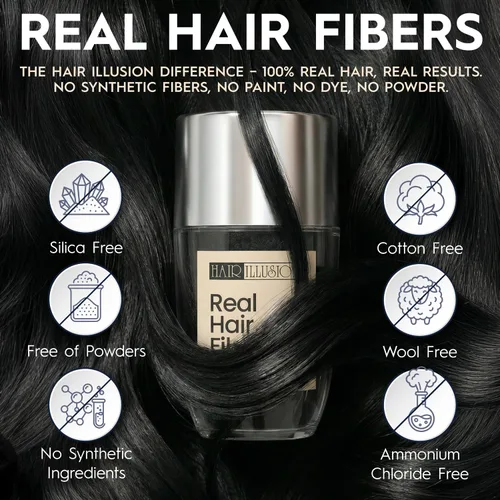 Miniatura 2 de Aerosol de fibras de cabello naturales, no sintético, de Hair Illusion, Negro