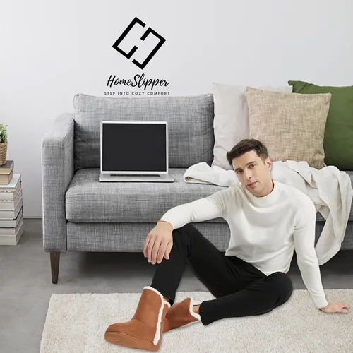 Miniatura 8 de Home Slipper Pantuflas para hombre, suaves y cálidas de espuma viscoelástica para invierno, para interiores