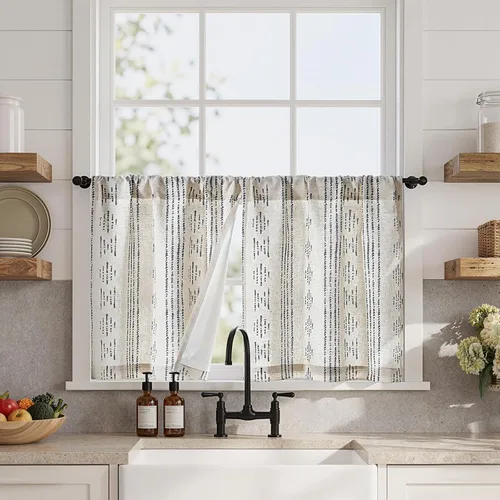 Miniatura 17 de Jinchan - Cortinas opacas del 95% para cocina estilo boho, cortinas de 24 pulgadas para cafetería, cortinas pequeñas estilo bohemio para dormitorio