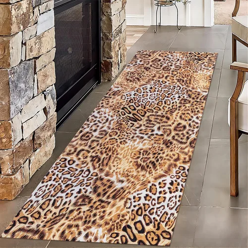 Miniatura 32 de Alfombra de pasillo con estampado de tigre, 2 x 10 pies, alfombra de rayas con estampado de piel de animal, alfombra interior a rayas blancas y 5
