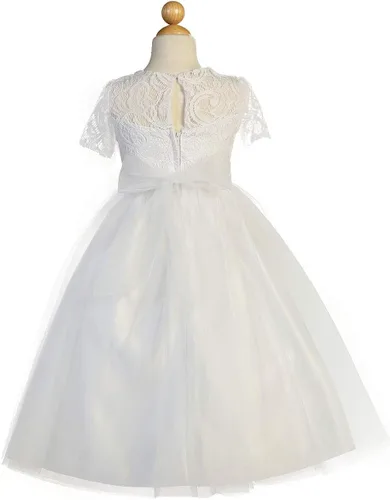 Miniatura 2 de Blossom BL307 Vestido de tul de encaje de manga corta con cintura floral