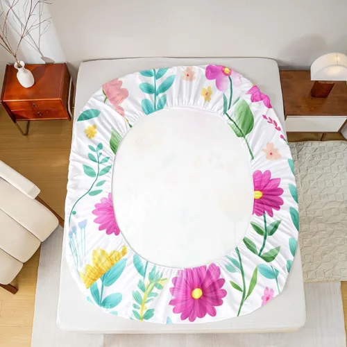Miniatura 5 de Manfei Juego de sábanas de acuarela floral tamaño individual, juego de ropa de cama con flores botánicas, juego de sábanas de dibujos animados