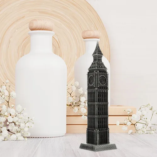 Miniatura 6 de Big Ben Modelo 7.08 pulgadas Aleación Escritorio Arquitectura Escultura Hecho a Mano Vintage Hito Ornamento para el Hogar Oficina Cafetería