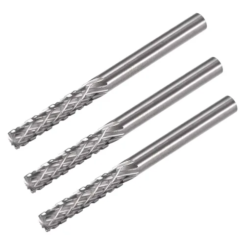 uxcell Limas rotativas de carburo de tungsteno con vástago de 1/8 pulgadas, doble corte superior dentado cilindro herramienta de rebabas rotativas