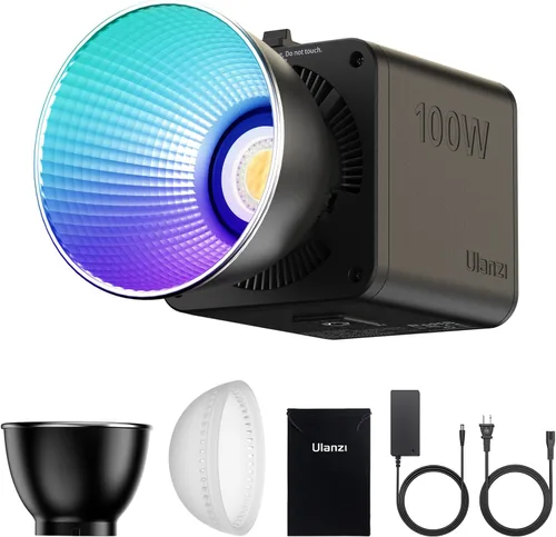 ULANZI 100W Luz de vídeo LED RGB portátil con adaptador de corriente DC, batería incorporada de 111Wh, mini metal, temperatura de color ajustable,
