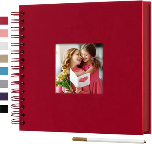 Miniatura 21 de Álbum de fotos para scrapbook DIY de 10 x 10 pulgadas con cubierta de diseño de ventana, 80 páginas, libro de recuerdos de papel para manualidades