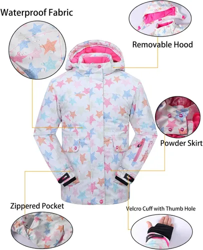Miniatura 5 de PHIBEE Chaqueta de esquí para snowboard impermeable y resistente al viento para niñas, Nieve