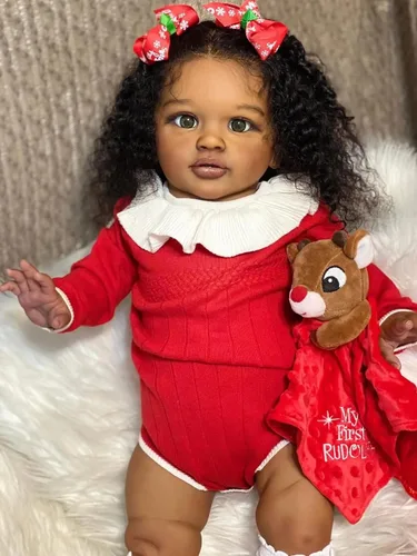 Miniatura 8 de Angelbaby Muñecas de bebé negras Reborn de 26 pulgadas, tamaño grande, realista, afroamericana, niña pequeña, pipa, cuerpo de tela pesada, bebés