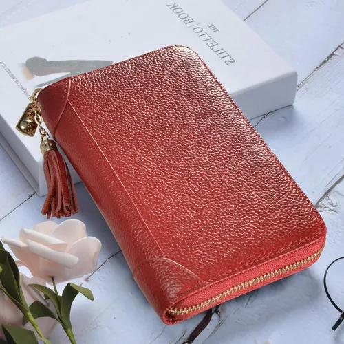 Miniatura 2 de Easyoulife - Monedero de cuero con cremallera billetera portatarjetas para mujer bloqueo RFID