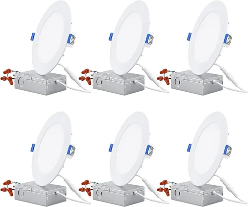 Miniatura 10 de TORCHSTAR Iluminación empotrable LED delgada de 4 pulgadas con caja J, CRI 90+, 5CCT regulable 700LM LED Downlight, ETL y Energy Star