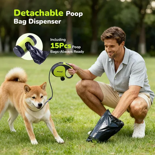 Miniatura 8 de Pecute - Correa retráctil para perro con cable a prueba de mordiscos - 18,2 pies de correa retráctil resistente para mascotas con dispensador