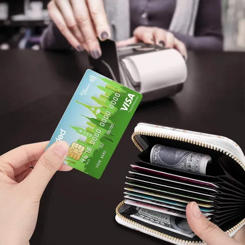 Miniatura 7 de Billetera pequeña para tarjetas de crédito RFID con purpurina linda para mujer